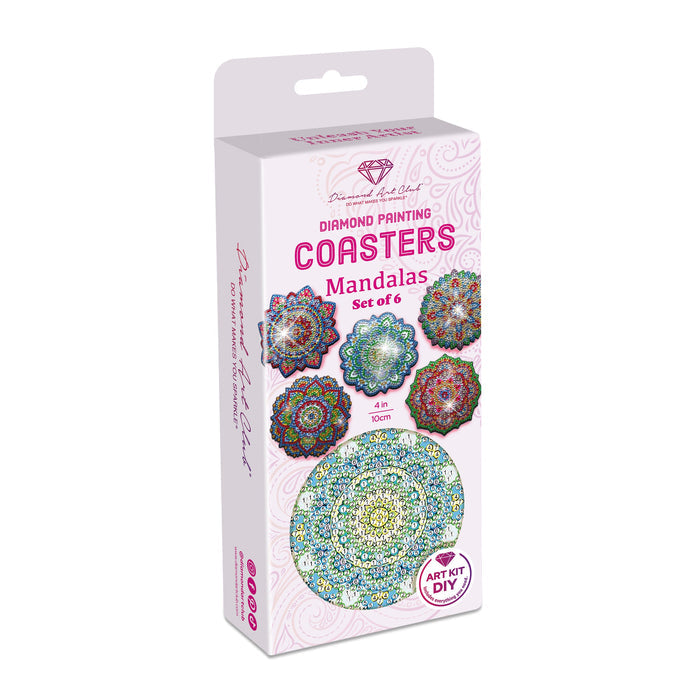 Diamond Painting Coasters - Mandalas 2 4" x 4" (10cm x 10cm) / Round with 7 Colors including 7 Iridescent Diamonds / 5,814