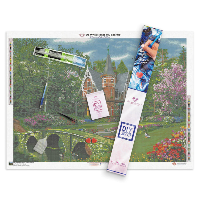 Diamond Painting Cobbled Bridge Cottage 38.6" x 27.6″ (98cm x 70cm) / Square with 54 Colors including 3 ABs / 107,476