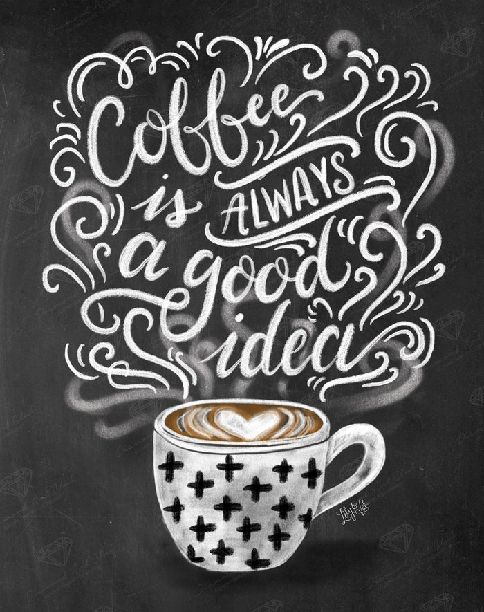 Diamond Painting Coffee Is Always A Good Idea 16.5" x 20.9″ (42cm x 53cm) / Round With 15 Colors Including 1 AB / 27,676