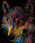 Diamond Painting Colorful Wolf 22" x 27" (55.8cm x 69cm) / Square with 44 Colors including 4 ABs including 2 Fairy Dust Diamonds / 62,048
