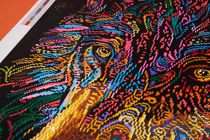 Diamond Painting Colorful Wolf 22" x 27" (55.8cm x 69cm) / Square with 44 Colors including 4 ABs including 2 Fairy Dust Diamonds / 62,048