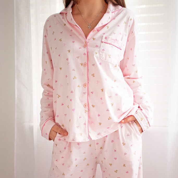 Comfort Collective Bear, Bow & Heart Print Pyjama Set | SALE