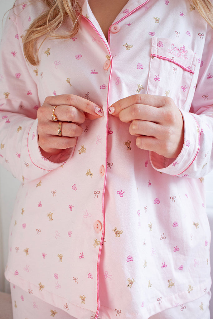 Comfort Collective Bear, Bow & Heart Print Pyjama Set | SALE