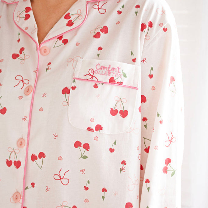 Comfort Collective Bows & Cherry Print Pyjama Set | Add on | SALE