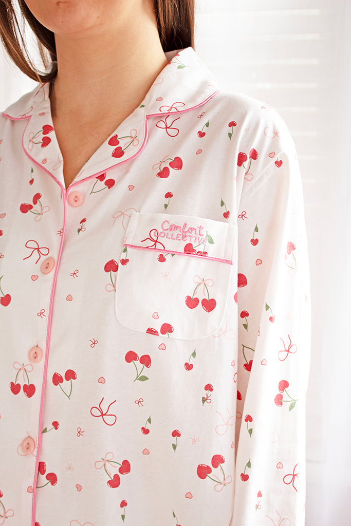 Comfort Collective Bows & Cherry Print Pyjama Set | SALE