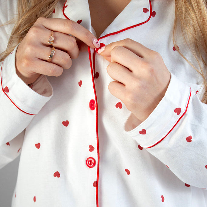 Comfort Collective White Heart Print Pyjama Set | SALE