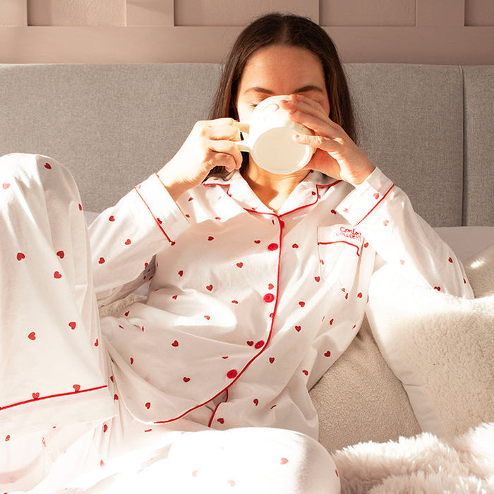Comfort Collective White Heart Print Pyjama Set | SALE