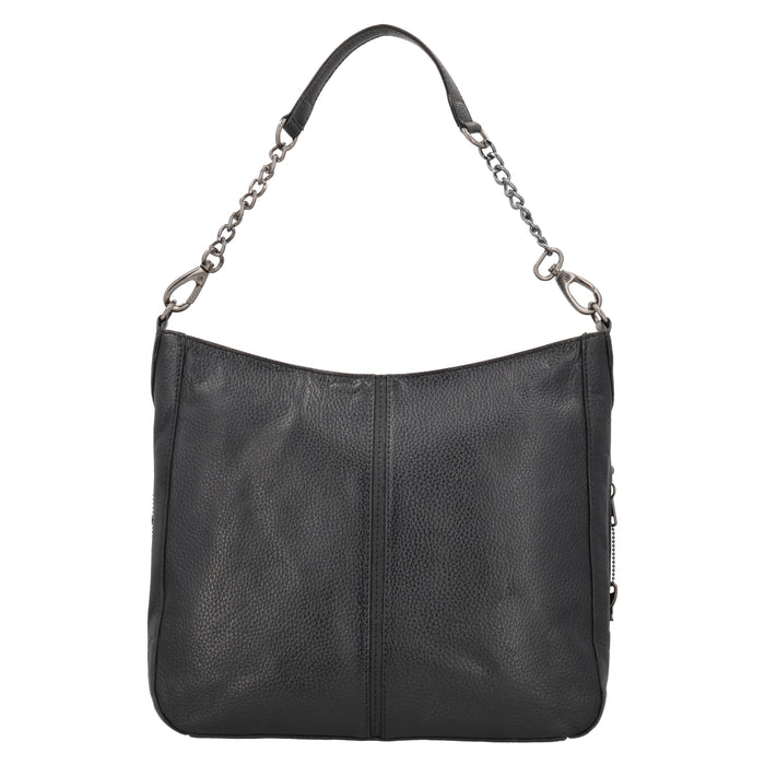 Concealed Carry Ava Leather Hobo by Lady Conceal, YKK Locking Zippers and Universal Holsters for gun, leather purse for concealed carry, black