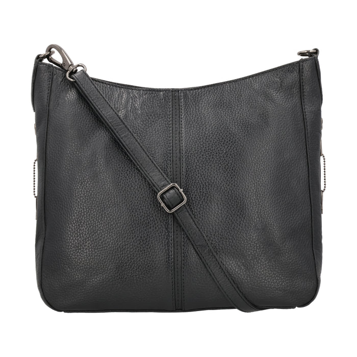 Concealed Carry Ava Leather Hobo by Lady Conceal, YKK Locking Zippers and Universal Holsters for gun, leather purse for concealed carry, black
