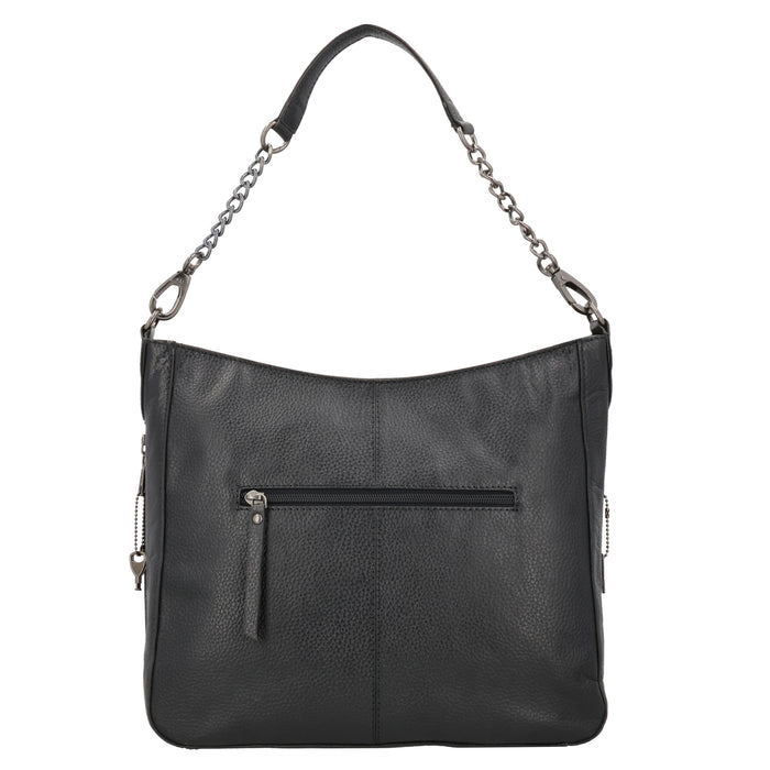Concealed Carry Ava Leather Hobo by Lady Conceal, YKK Locking Zippers and Universal Holsters for gun, leather purse for concealed carry, black