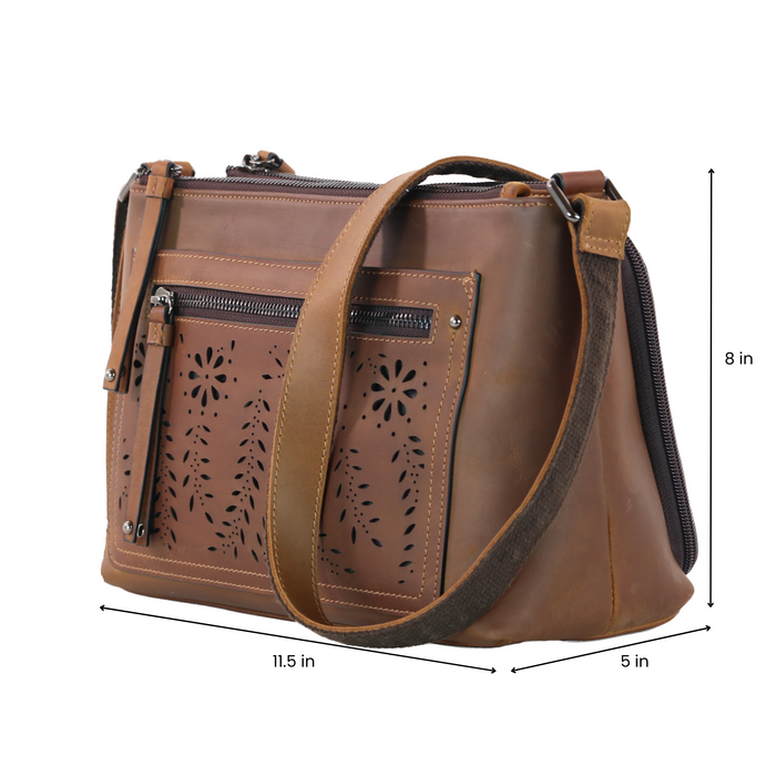 Concealed Carry Brynlee Leather Crossbody - Lady Conceal Gun Crossbody Bag - Unique Hide Crossbody Gun and Pistol Bag - crossbody bag for concealed gun carry - Unique Cowboy Leather Crossbody gun bag - concealed carry purse for woman