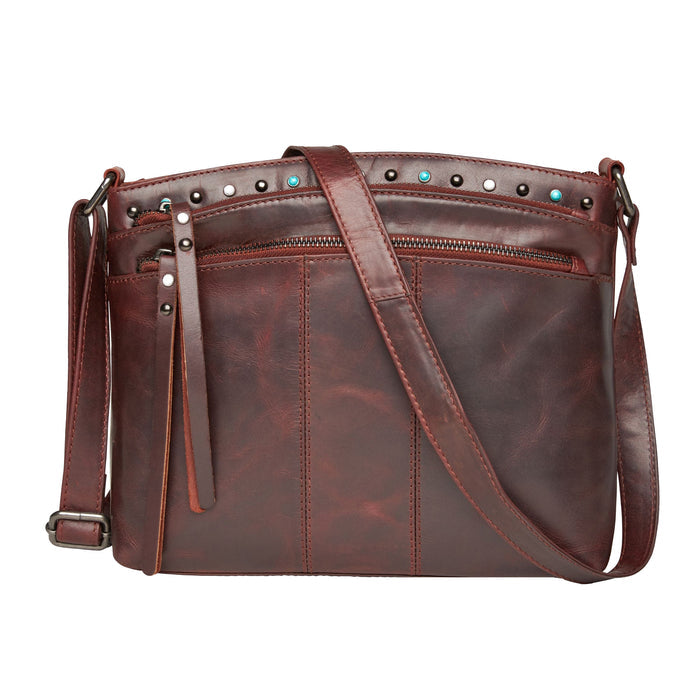 Concealed Carry Brynn Arched Leather Crossbody -  Lady Conceal -  Concealed Carry Purse - conceal and carry purse for women - tactical pistol bag - Locking Conceal and Carry Purse with Universal Holster for Handguns - Unique Hide Crossbody Gun and Pistol Bag