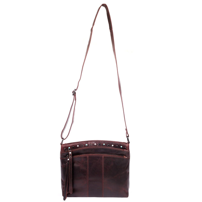 Concealed Carry Brynn Arched Leather Crossbody -  Lady Conceal -  Concealed Carry Purse - conceal and carry purse for women - tactical pistol bag - Locking Conceal and Carry Purse with Universal Holster for Handguns - Unique Hide Crossbody Gun and Pistol Bag