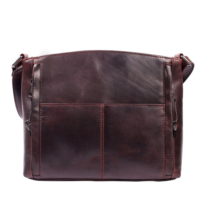 Concealed Carry Brynn Arched Leather Crossbody -  Lady Conceal -  Concealed Carry Purse - conceal and carry purse for women - tactical pistol bag - Locking Conceal and Carry Purse with Universal Holster for Handguns - Unique Hide Crossbody Gun and Pistol Bag