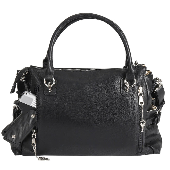 Concealed Carry Jessica Satchel by Lady Conceal — Women's Vegan Leather CCW Purse with Hidden Gun Compartment & YKK Locking Zipper