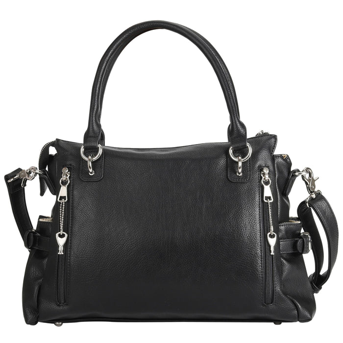 Concealed Carry Jessica Satchel by Lady Conceal — Women's Vegan Leather CCW Purse with Hidden Gun Compartment & YKK Locking Zipper