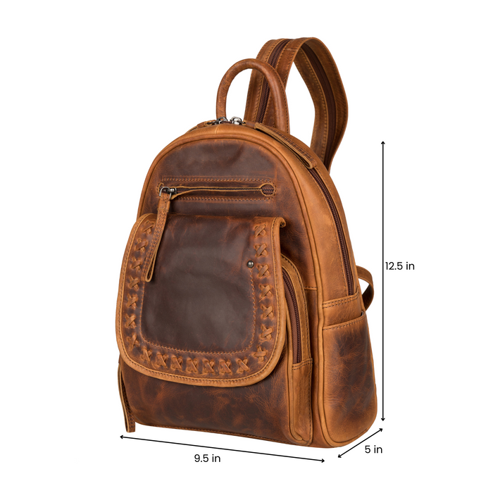 Concealed Carry RFID Daisy Leather Backpack - Locking Concealment Bag for Pistol - Outdoors Gun Bag - Women's Conceal Carry Purse for Firearm - Gift for Gun Owner - Gift for Women with Guns - Gifts for Hunters - Pistol Gun Backpack - Leather Gun Bag - Bag for Glock