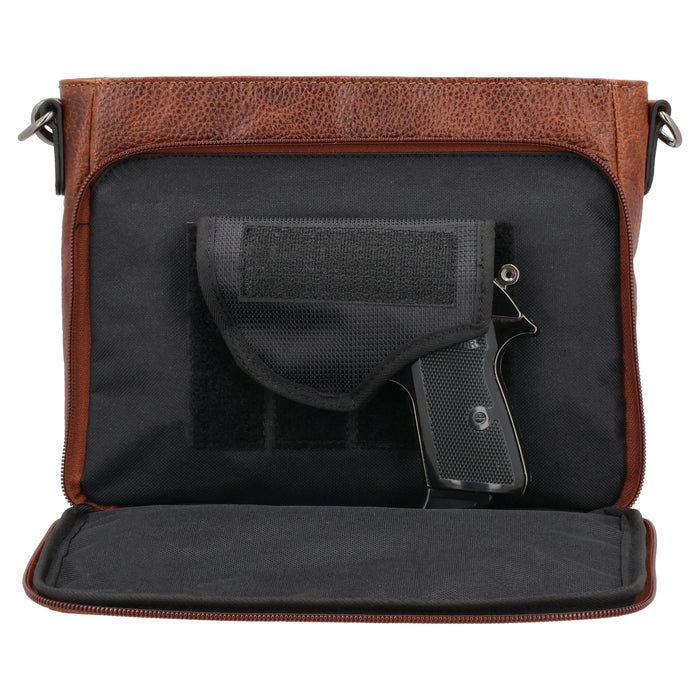 Concealed Carry Zoe Leather Crossbody by Lady Conceal with Locking Zippers - Firearm Bags for Women - Crossbody CCW Bag - Fast Draw Bag - YKK Locking Zipper Bag - Universal Holster
