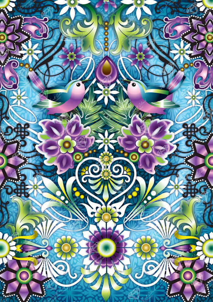 Diamond Painting Copeton Flores Lilac 25.6" x 36.2" (65cm x 92cm) / Square with 67 Colors including 3 ABs and 3 Fairy Dust Diamonds and 1 Special Diamond / 95,405