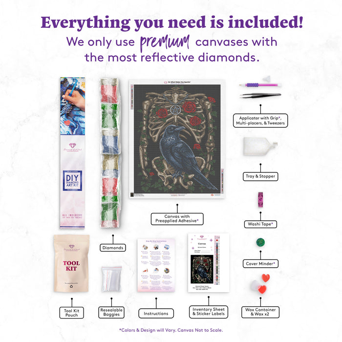 Diamond Painting Corvus 27.6" x 34.7" (70cm x 88cm) / Square with 29 Colors including 2 ABs and 1 Fairy Dust Diamond / 99,193