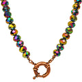 Cosmic Crystal 10mm Beaded Sailor Clasp Necklace (Copper Ox/Cosmic Iridis)
