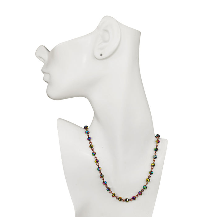 Cosmic Crystal 6mm Beaded Necklace (Copper Ox/Cosmic Iridis)
