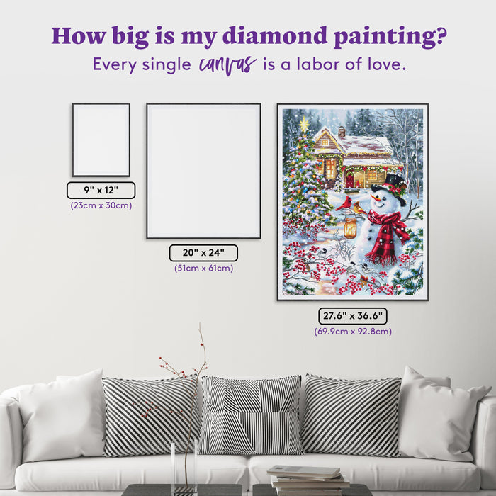 Diamond Painting Cottage in the Snow 27.6" x 36.6" (69.9cm x 92.8cm) / Square with 96 Colors including 2 ABs and 4 Fairy Dust Diamonds / 104,813