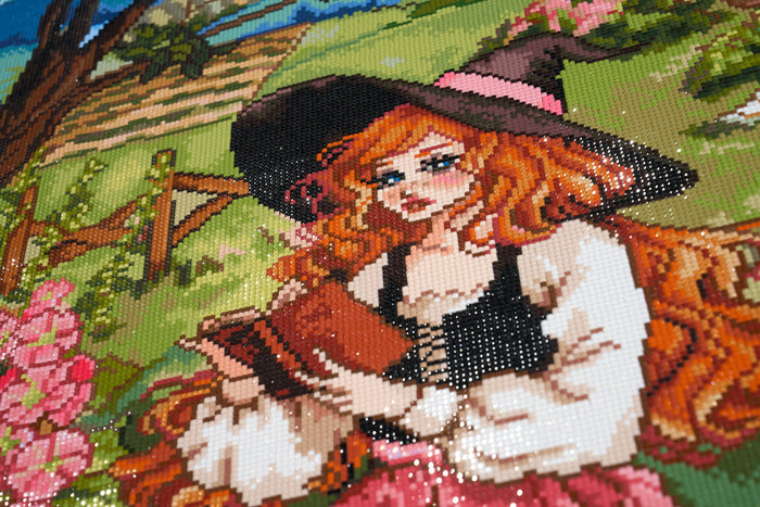 Diamond Painting Cottagecore Witch 27.6" x 38.2" (69.9cm x 96.8cm) / Square with 73 Colors including 1 AB and 5 Fairy Dust Diamonds / 109,309