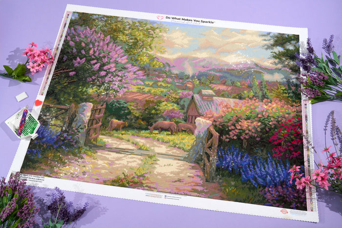 Diamond Painting Country Gate 36.6" x 27.6" (92.8cm x 69.9cm) / Square With 61 Colors Including 1 AB and 3 Fairy Dust Diamonds / 104,813