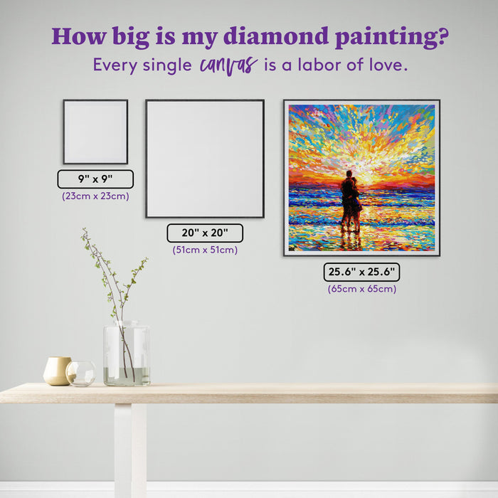Diamond Painting Couple at the Beach Sunset 25.6" x 25.6" (65cm x 65cm) / Square with 60 Colors including 5 ABs and 1 Fairy Dust Diamond / 68,121