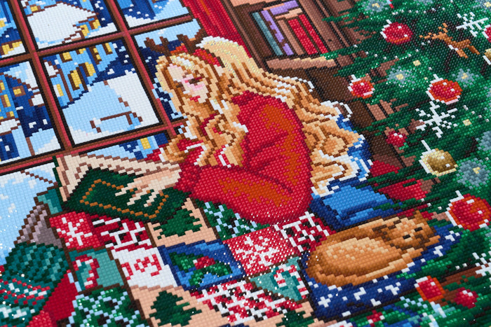 Diamond Painting Cozy Christmas 27.6" x 37" (70cm x 93.8cm) / Square with 58 Colors including 1 AB and 1 Iridescent Diamond and 4 Fairy Dust Diamonds / 105,937