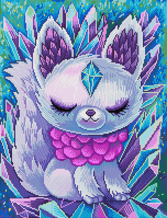 Diamond Painting Crystal Fox 17" x 22" (42.6cm x 55.8cm) / Round with 40 Colors including 4 ABs / 30,248