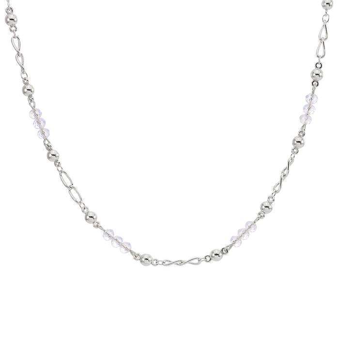 Crystal Monoco 18" Necklace (Sterling Silvertone/Crystal Aurora Borealis)