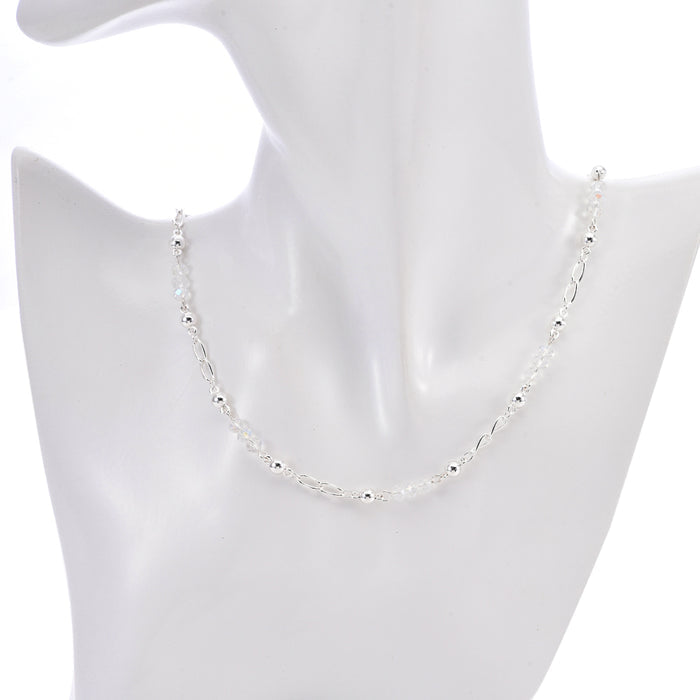 Crystal Monoco 18" Necklace (Sterling Silvertone/Crystal Aurora Borealis)