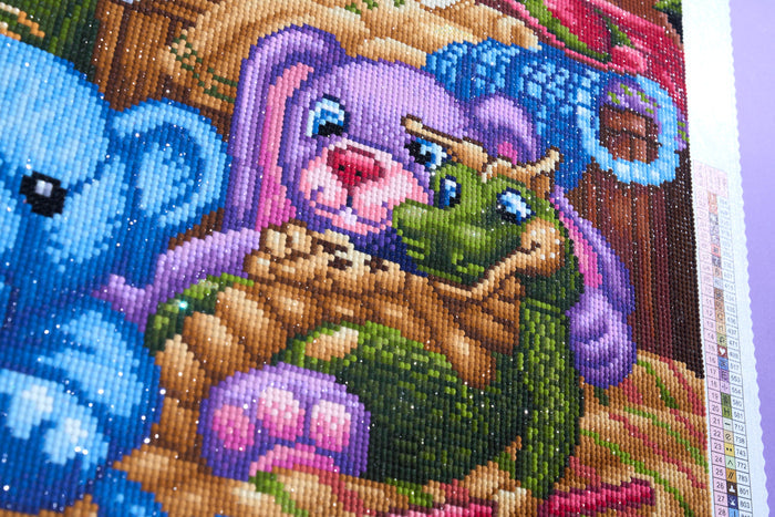 Diamond Painting Cuddle Time 30" x 22" (75.9cm x 55.6cm) / Round with 62 Colors including 2 ABs and 4 Fairy Dust Diamonds / 55,752