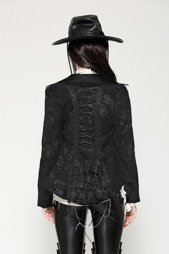 dark in love lace-up corset coat
