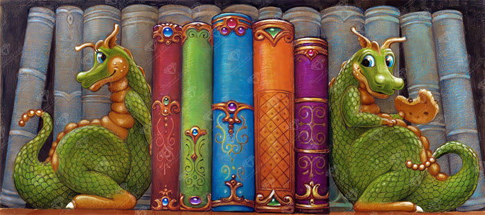 Diamond Painting Customized Bookshelf 36" x 16″ (92cm x 41cm) / Round with 52 Colors including 2 ABs / 47,269