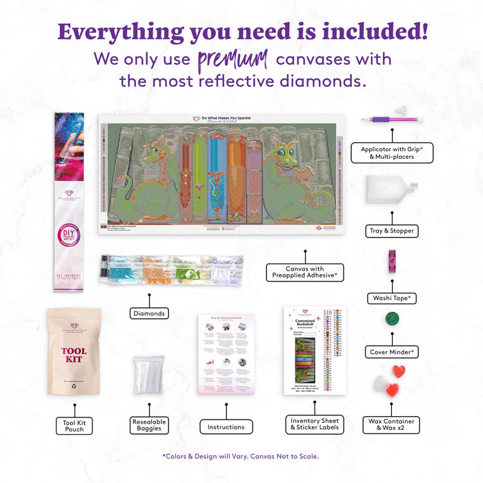 Diamond Painting Customized Bookshelf 36" x 16″ (92cm x 41cm) / Round with 52 Colors including 2 ABs / 47,269