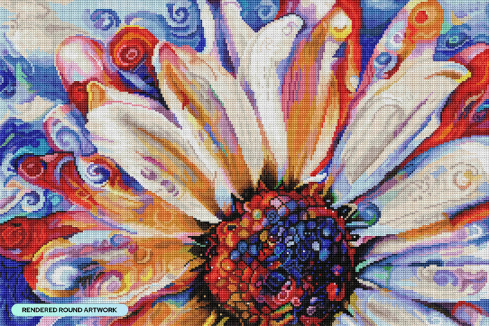 Diamond Painting Daisy Love 30" x 20" (76cm x 50.7cm) / Round with 64 Colors including 3 ABs and 1 Fairy Dust Diamonds / 49,051