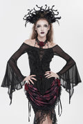 gothic mesh long sleeve flared top by devil fashion