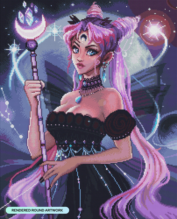 Diamond Painting Dark Princess 22" x 27" (55.6cm x 68.8cm) / Round with 62 Colors including 3 ABs and 1 Iridescent Diamond and 4 Fairy Dust Diamonds / 50,500