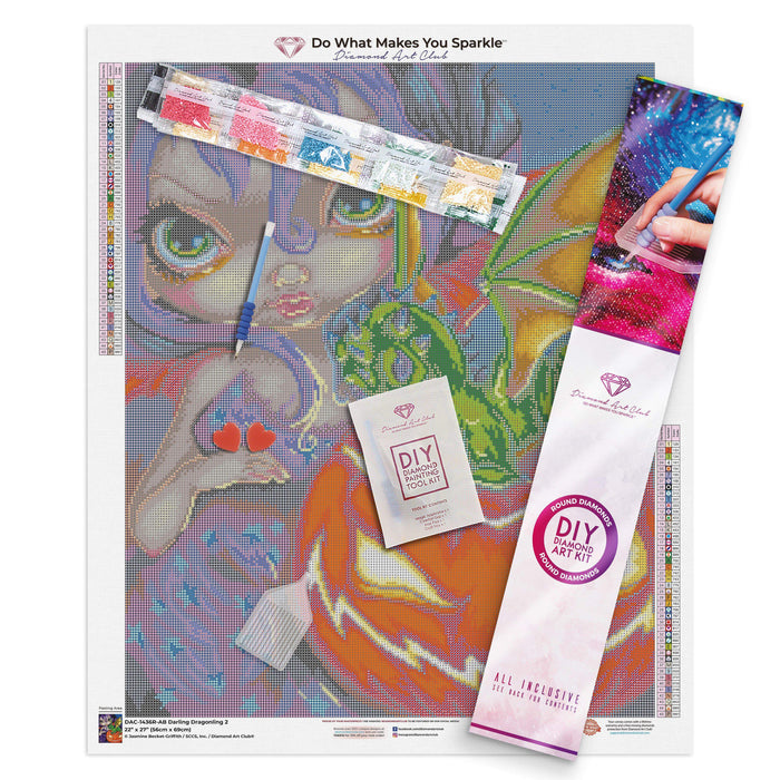 Diamond Painting Darling Dragonling 2 22" x 27″ (56cm x 69cm) / Round with 45 Colors including 4 ABs / 48,954
