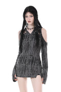 long grey cotton shredded top