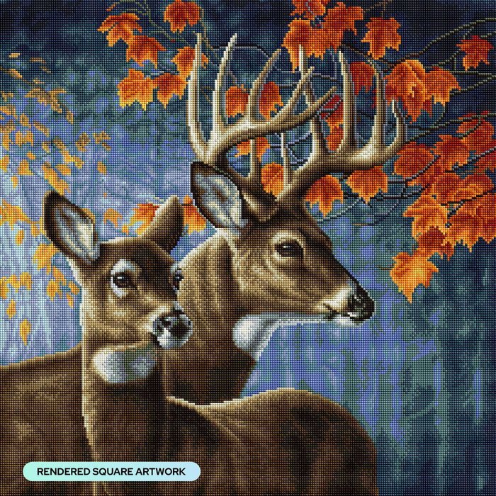 Diamond Painting Deer Pair 22" x 22" (55.8cm x 55.8cm) / Square with 30 Colors including 1 ABs and 2 Fairy Dust Diamonds / 50,176