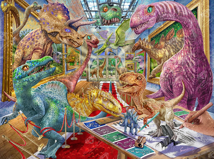 Diamond Painting Dino Mania 37" x 27.6" (94cm x 70cm) / Square with 59 Colors including 4 ABs and 3 Fairy Dust Diamond / 105,937
