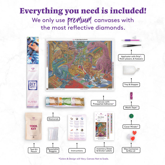 Diamond Painting Dino Mania 37" x 27.6" (94cm x 70cm) / Square with 59 Colors including 4 ABs and 3 Fairy Dust Diamond / 105,937