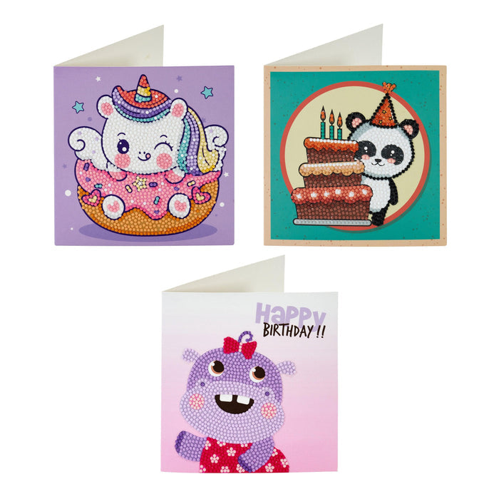 Diamond Painting DIY Birthday Cards (3-Pack) 5.9" x 5.9" (15cm x 15cm) / Round