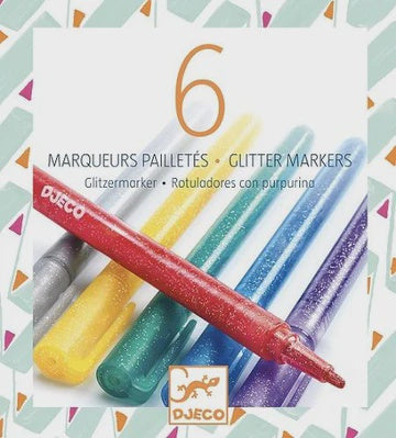 Djeco | Glitter markers - 6 stuks