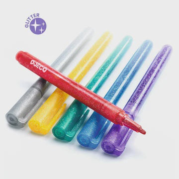 Djeco | Glitter markers - 6 stuks