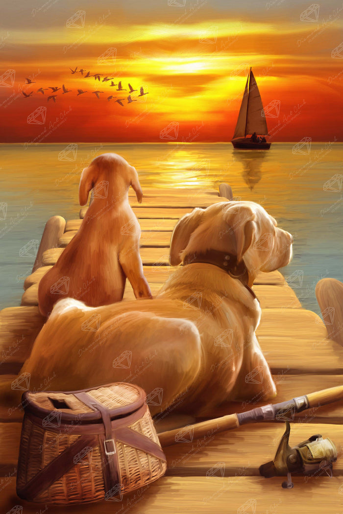 Diamond Painting Dockside Sunset 22" x 33" (55.8cm x 83.7cm) / Square With 61 Colors Including 3 ABs and 2 Fairy Dust Diamonds / 75,264